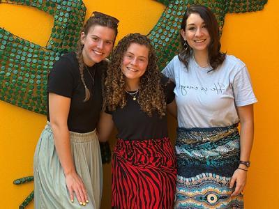 CIU Nursing students Rachel Gayner, Elizabeth Fernett and Bethany Rymer in Zambia. (Photo courtesy of Dr. Jimmy Leach)  